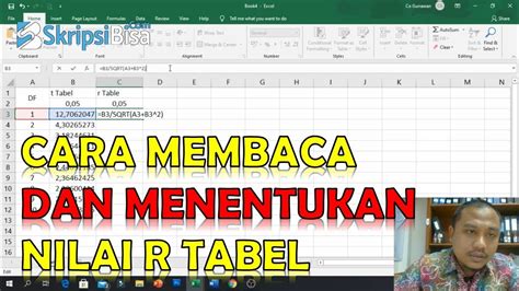 Cara Membaca Dan Membuat Nilai R Tabel Dengan Excel Youtube