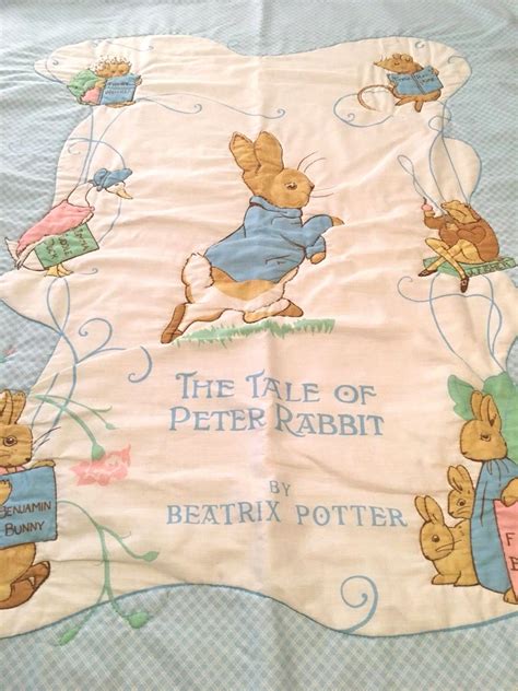 Vintage Beatrix Potter Nursery Crib Baby Blue Blanket The Tale Of Peter