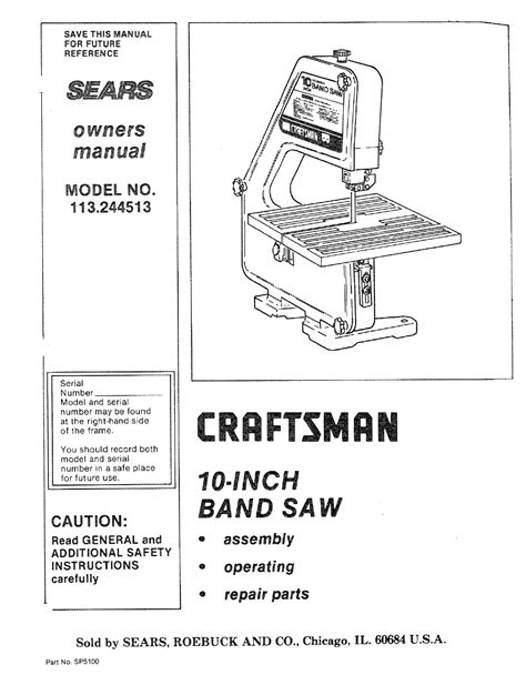 Craftsman 12 Band Saw Manual