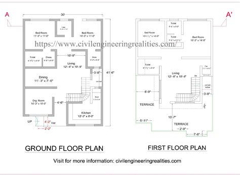 Ground And First Floor Plan Of House 30 X 41 6