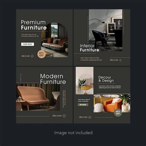 Premium Psd Modern Luxury Furniture Social Media Post Template Set