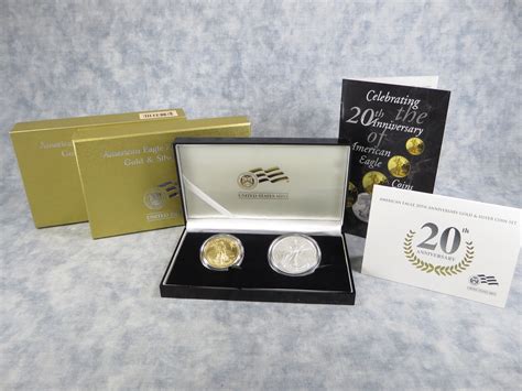 American Eagle 20th Anniversary Gold And Silver Uncirculated 1 Oz Coins