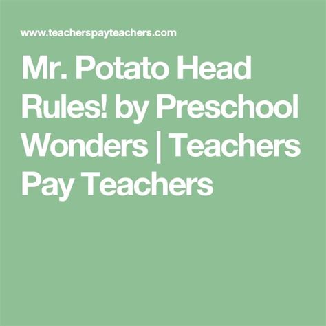 Mr Potato Head Rules Preschool Classroom Rules Presch