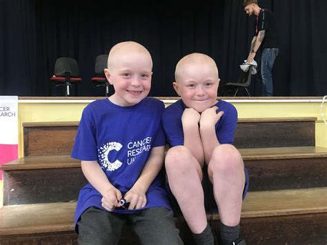 Seven Year Old Twins Shave Hair For Cancer Research