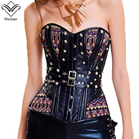 Wechery Women Steampunk Corset Sexy Gothic Corselet Lace Up Bustiers