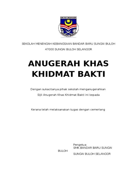 Pdf Contoh Sijil Anugerah Khidmat Bakti Dokumen Tips