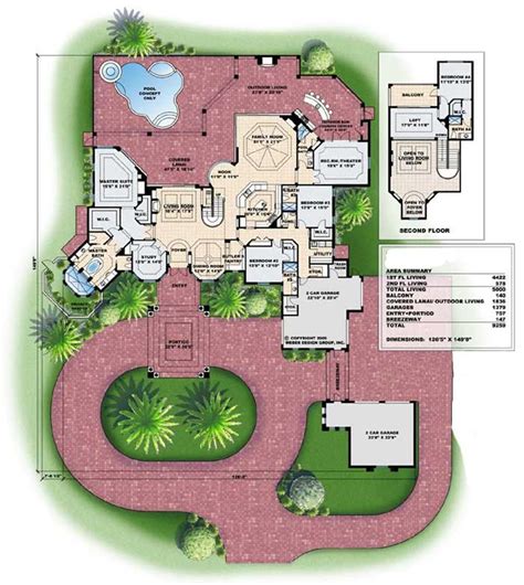 Florida Style Home Plan 4 Bedrms 5 Baths 5000 Sq Ft 133 1035
