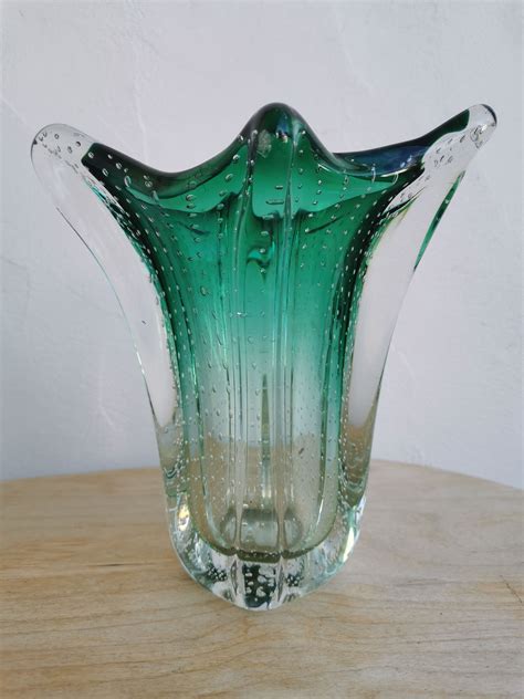 Vintage Vase Bubble Glass Murano Italian 1970 Design Market