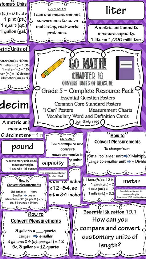 It also covers information on prime factorization and creating a factor tree.this is an updated. Go Math 5th Grade Chapter 10 Resource Packet - Convert Units of Measure | Measurement conversion ...