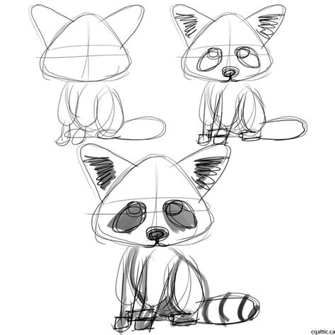 Cartoon Raccoon Drawing In 4 Steps With Photoshop In 2019 Raccoon