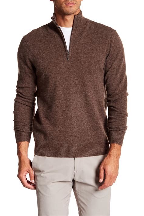 Lyst Qi Cashmere Half Zip Sweater In Brown For Men