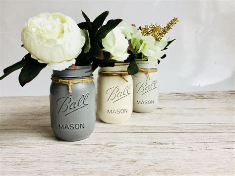 Set Of 3 Painted Mason Jars 500ml Mason Ball Jars Kilner Etsy