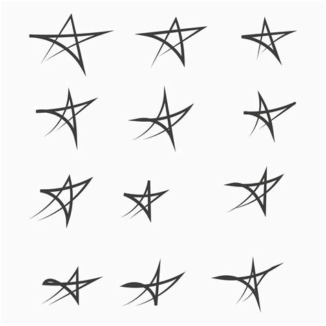 Set Hand Drawn Star Vector Collection Of Ruggedly Handdrawn Stars