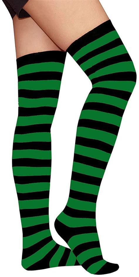 Raylarnia Women S Extra Long Opaque Striped Over Knee High Stockings Socks Knee High