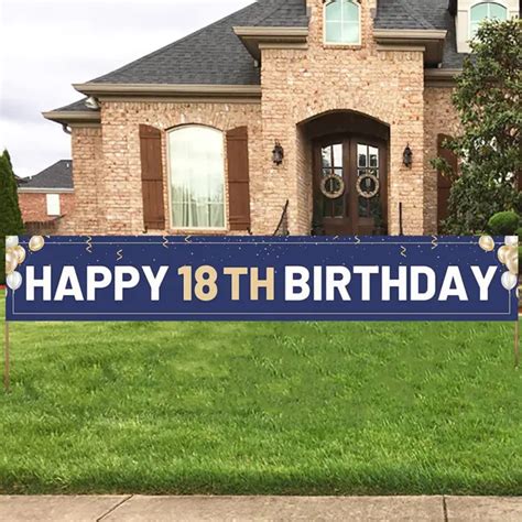 HAPPY TH BIRTHDAY Banner Blue Large Th Bday Sign Th Birthday Party Outdo PicClick