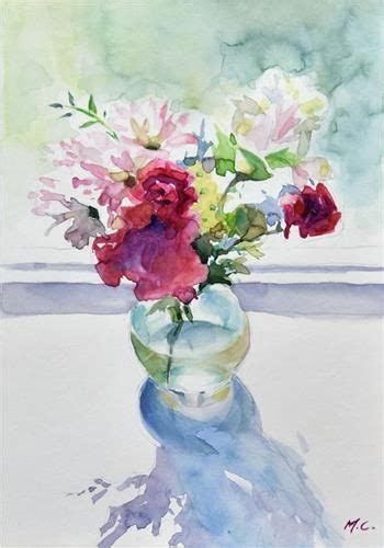 Daily Paintworks Flowers Of The Window Original Fine Art For Sale