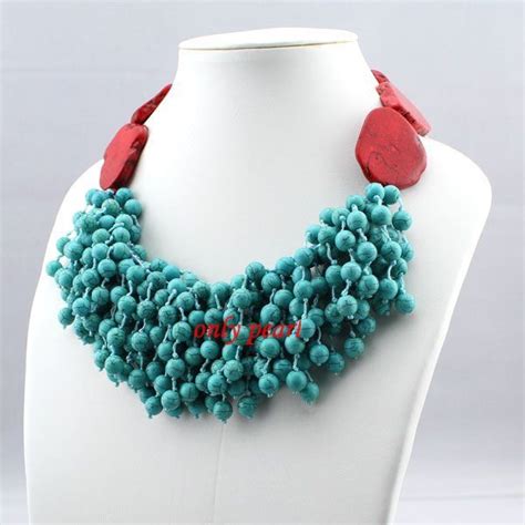 Free Shipping Red Turquoise Necklace 17 18inch Turquoise Chunky