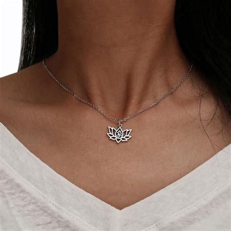 N002 Lotus Yoga Pendant Necklace Jewelry Flower Handmade Necklaces For