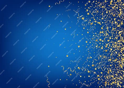 Premium Vector Golden Confetti Festive Blue Background