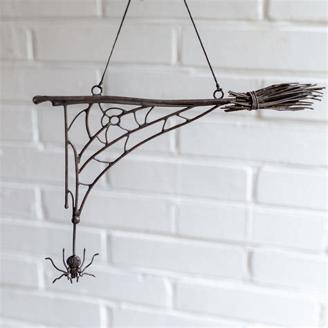 Halloween Spider Web With Broom Window Hangings