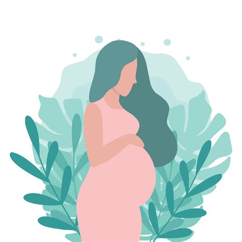 Una Mujer Embarazada Feliz Sostiene Su Estómago El Embarazo Embarazo Feliz Ilustración De