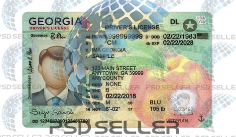 Fully Editable Georgia Driver License Psd Template V1 Psd Seller