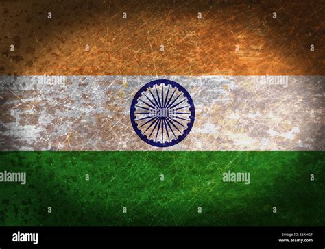 Old Rusty Metal Sign With A Flag India Stock Photo Alamy