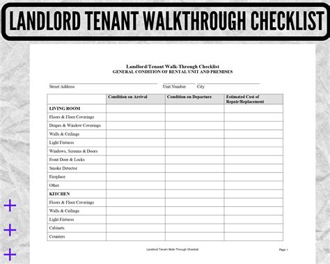 Printable Rental Walkthrough Checklist