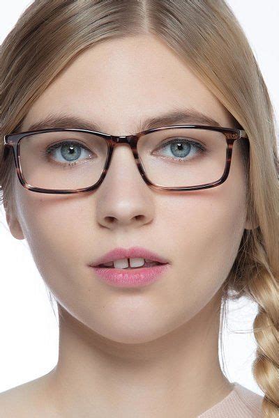 Crane Rectangle Striped Frame Eyeglasses Eyeglasses Glasses Fashion Women Glasses