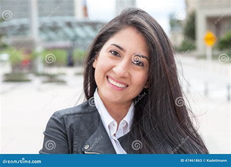 Laughing Latin Woman In The City Stock Image Image Of Hair Cheering 47461863