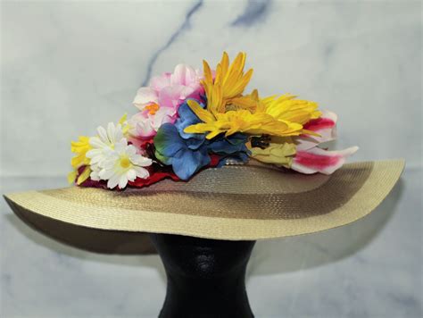 Floral Straw Wide Brim Hat 7 34 By Thelovefashion On Etsy Modern Hat