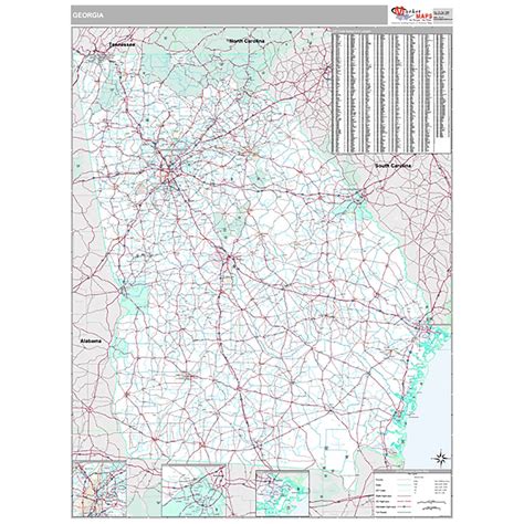 Georgia State 5 Digit Zip Code Wall Map Shop State Wall Maps