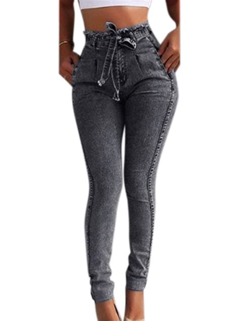 Womens High Waisted Stretchy Slim Skinny Jeans Denim Jeggings Trousers