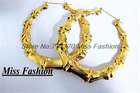 Rihanna Basketball Wives Gold Tone Heart Bamboo Joint Hoop Earrings
