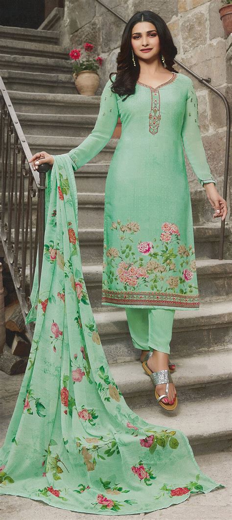 Bollywood Green Color Crepe Silk Fabric Salwar Kameez 1621995