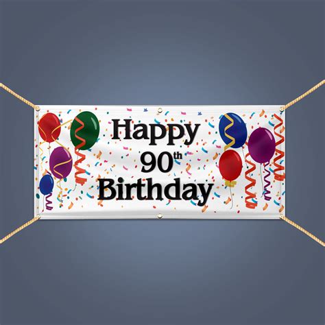 Happy 90th Birthday Banner 5 X 3 Outdoor Birthday Party Decor Vinyl