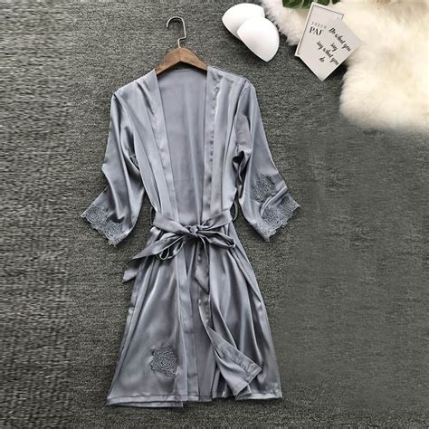 MUQGEW 2019 New Silk Soft Kimono Robe Bathrobe Women Silk Bridesmaid