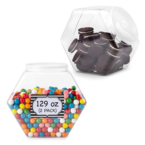Buy 129 Oz Hexagon Cookie Jars With Lids 2 Pack Wide Mouth Plastic
