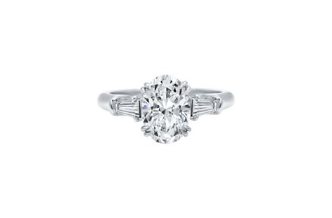 Classic Winston™, Oval-Shaped Engagement Ring with Tapered Baguette Side Stones | Oval shaped ...