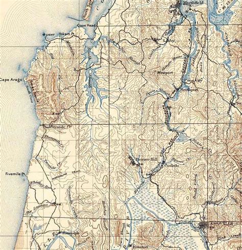 1898 Topo Map Of Coos Bay Oregon Etsy