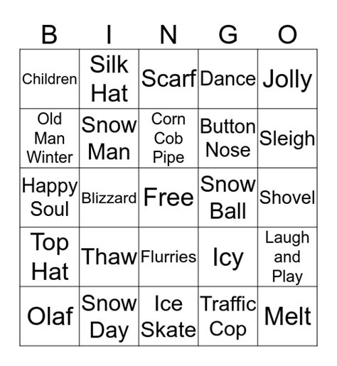 Snowman Bingo Card