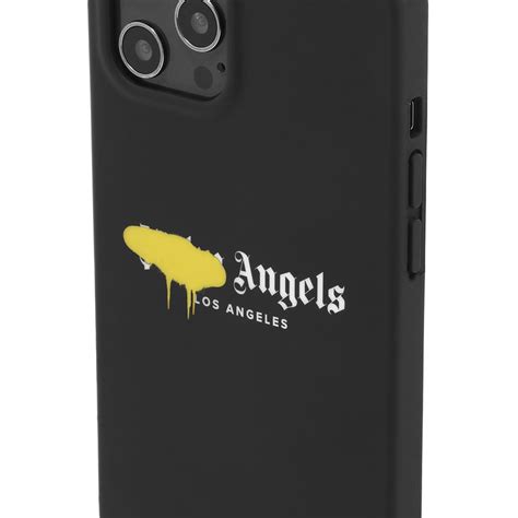 Palm Angels La Sprayed Logo Iphone 12 Pro Max Case Black And Yellow End
