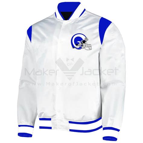 White Blue Nfl Team La Rams Satin Jacket Maker Of Jacket