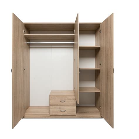 Meissen Wooden Wardrobe Wide In Sonoma Oak With 3 Doors Furniture In