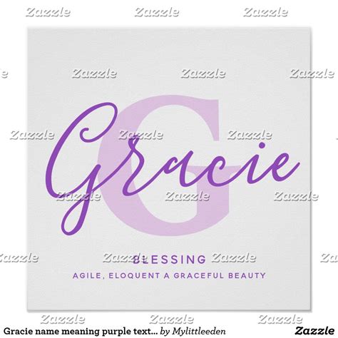 Gracie Name Meaning Purple Text Personalized Poster
