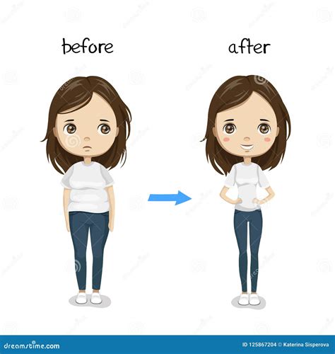 Vector Weight Loss Illustration With Cute Woman Character With B Stock