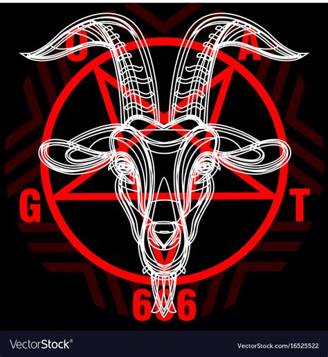 Pentagram With Demon Baphomet Satanic Goat Head Vector Image