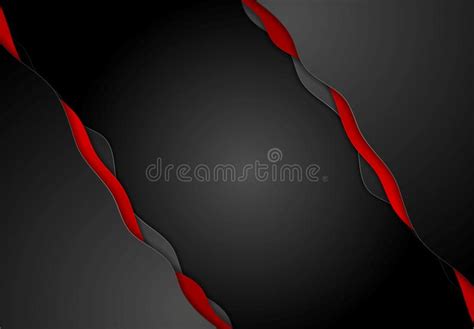 Abstract Contrast Red Black Wavy Corporate Background Stock Vector