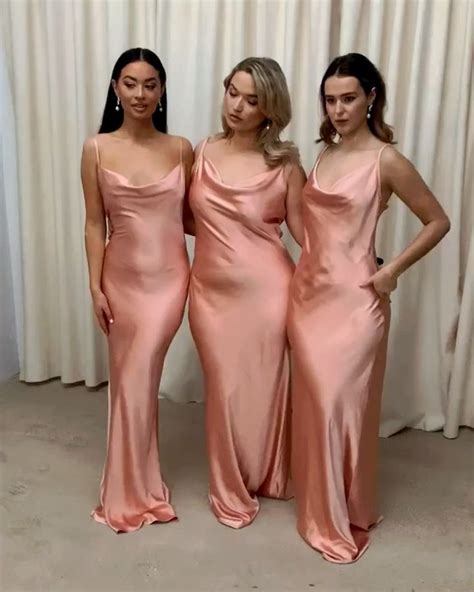 Pink Bridesmaid Dresses In A Luxurious Matte Satin Available In Three Vid O Tenue