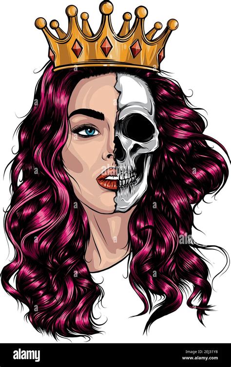 Skull Girl With A Crown Vector Illustration Design Stock Vector Image And Art Alamy